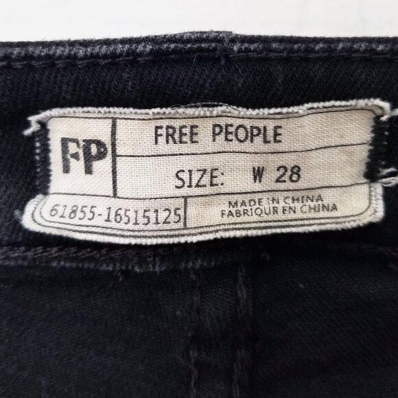 Free People High Waist Flared Bell Bottom Jeans Size 28 Black Stretch Comfy Boho - Picture 12 of 13